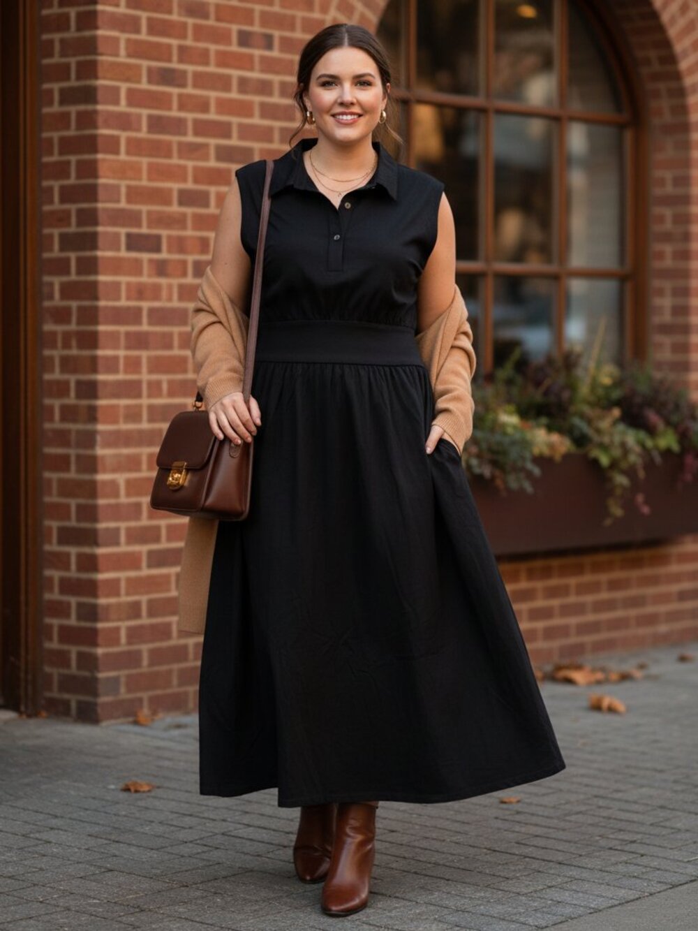 Pomander Place Mikaela Black Midi Dress XXL NWT LBD Cotton Fit & Flare
